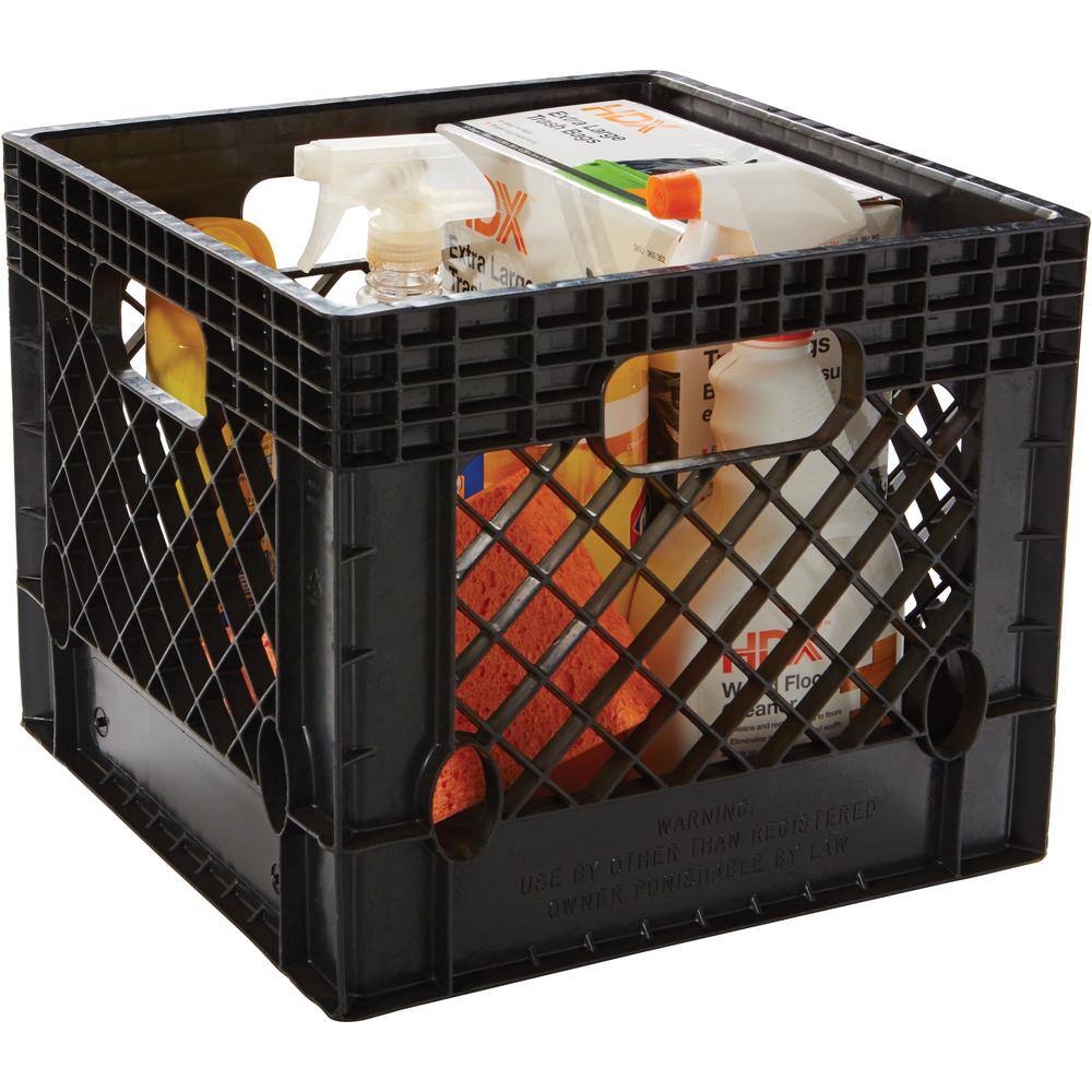 GSC Technologies 11 in. x 13 in. x 13 in. Black Milk Crate MC131311-002