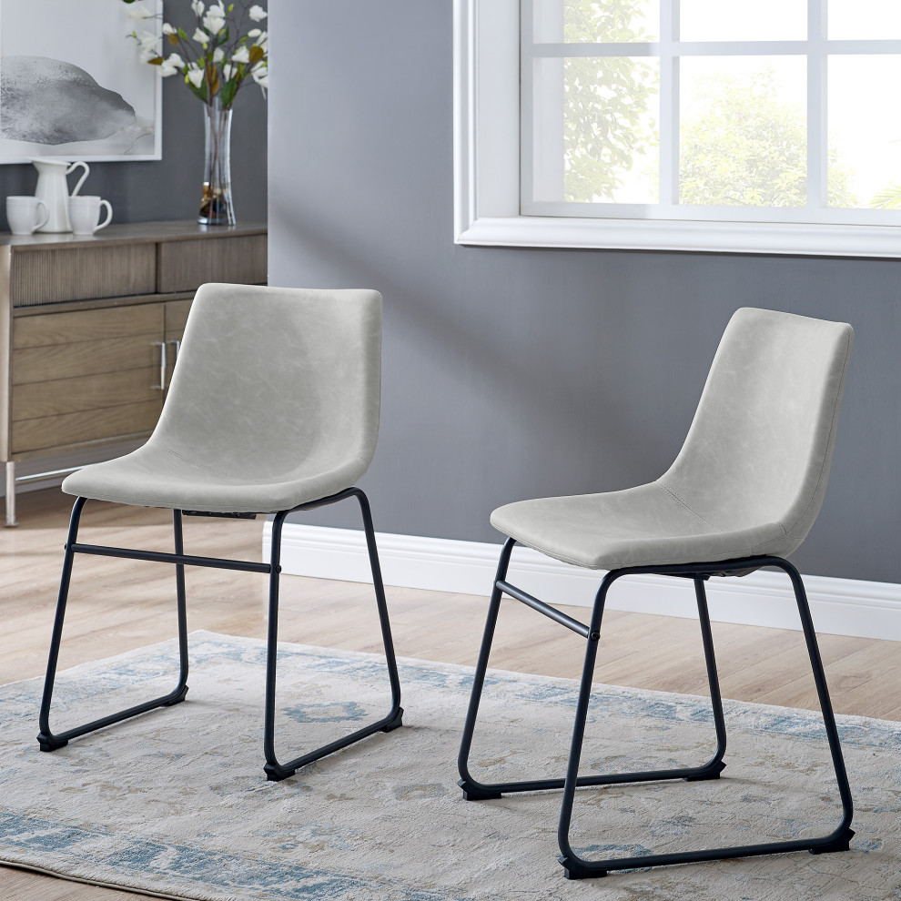 18 quotFaux Leather Dining Chair  Set of 2  Gray   Industrial   Dining Chairs   by Walker Edison  Houzz
