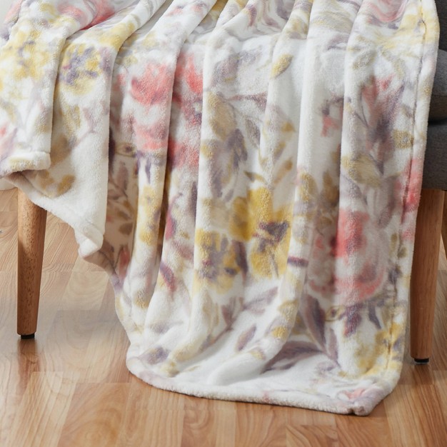 Oversized Sylenna Floral Plush Throw Blanket Vcny Home