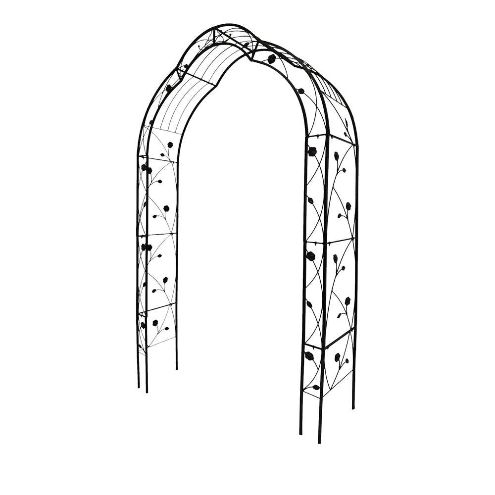 Garden Arch Metal Arbor Trellis for Climbing Plants-Black