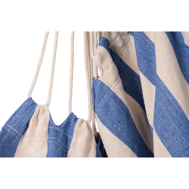 Boho Breeze Swinging Bungalow Hammock Chair Hampton Blue Stripe Blue Wave