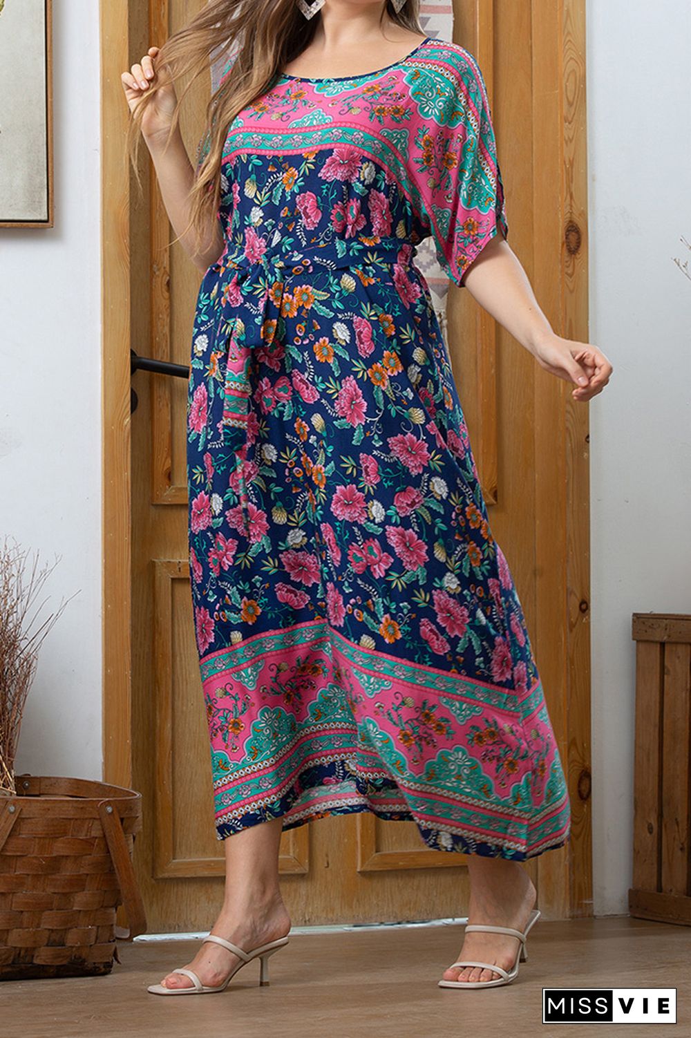 Plus Size Boho Floral Dress