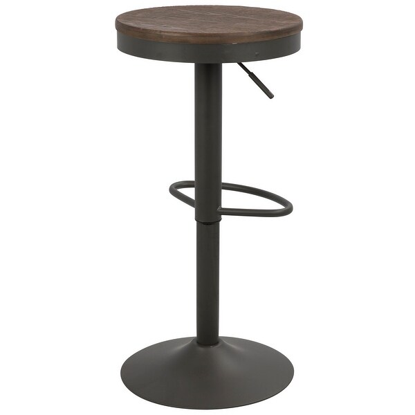 Lumisource Dakota Adjustable Barstool in Brown and Grey - Set of 2 - 15