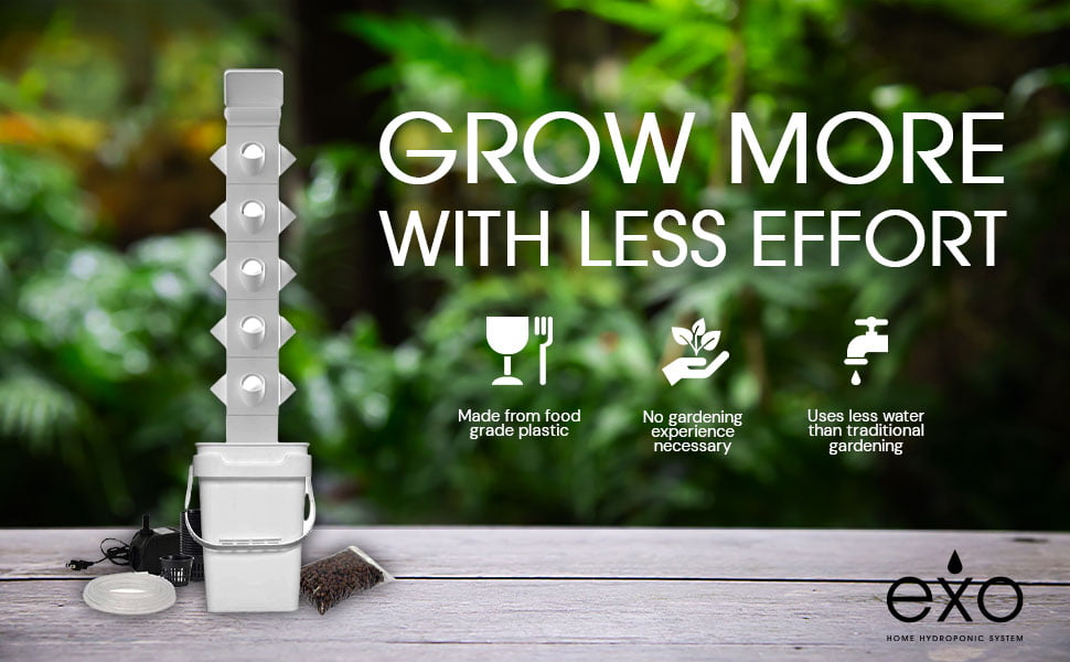 STANDARD HYDROPONIC TOWER - EXOTOWER 4 Tier KIT INDOOR HYDROPONIC GARDEN - VERTICAL HYDROPONIC GARDEN WITH IRRIGATION BLOCK AND LID for indoor and outdoor use