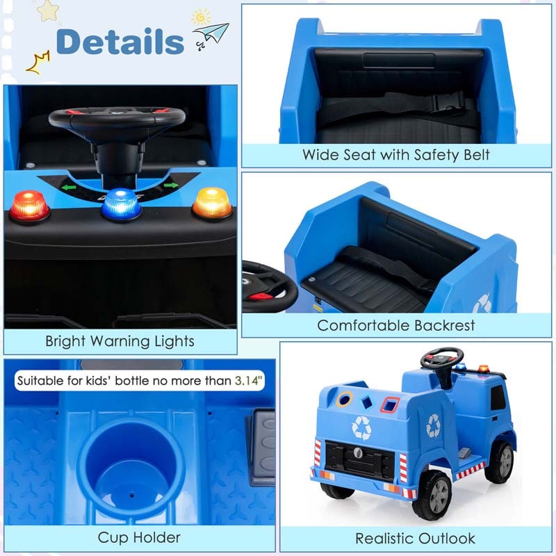 12V Kids Ride On Recycling Trash Truck Battery Powered RC Riding Toy Car with Recycling Accessories