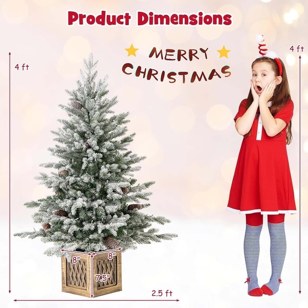 1/2 PCS 4 FT Prelit Entrance Christmas Tree Snow Flocked Xmas Tree