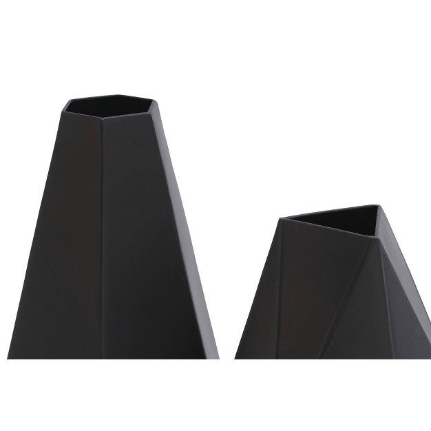 Set Of 2 Metal Geometric Vases Black Olivia amp May