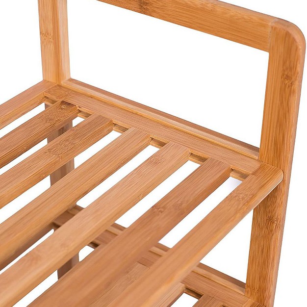 Birdrock Home 3 tier Free Standing Bamboo Shoe Rack With Handles