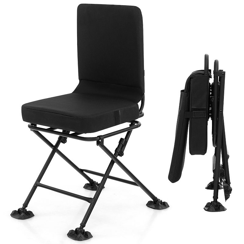 Swivel Folding Chair with Backrest and Padded Cushion