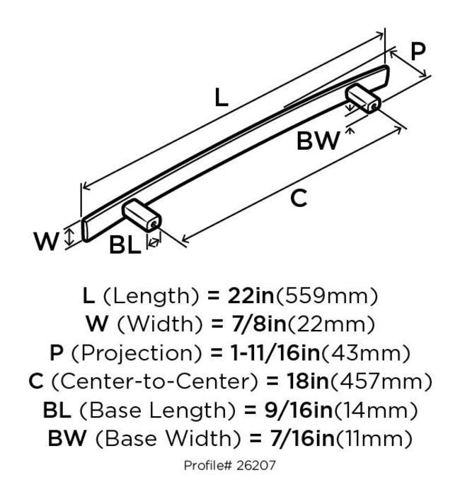 Amerock BP26207BBR 18 in. Cyprus Center to Center Appliance Pull in Black Bronze