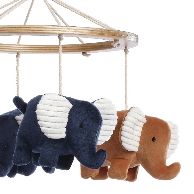 Lambs amp Ivy Playful Elephant Blue white Musical Baby Crib Mobile Soother Toy