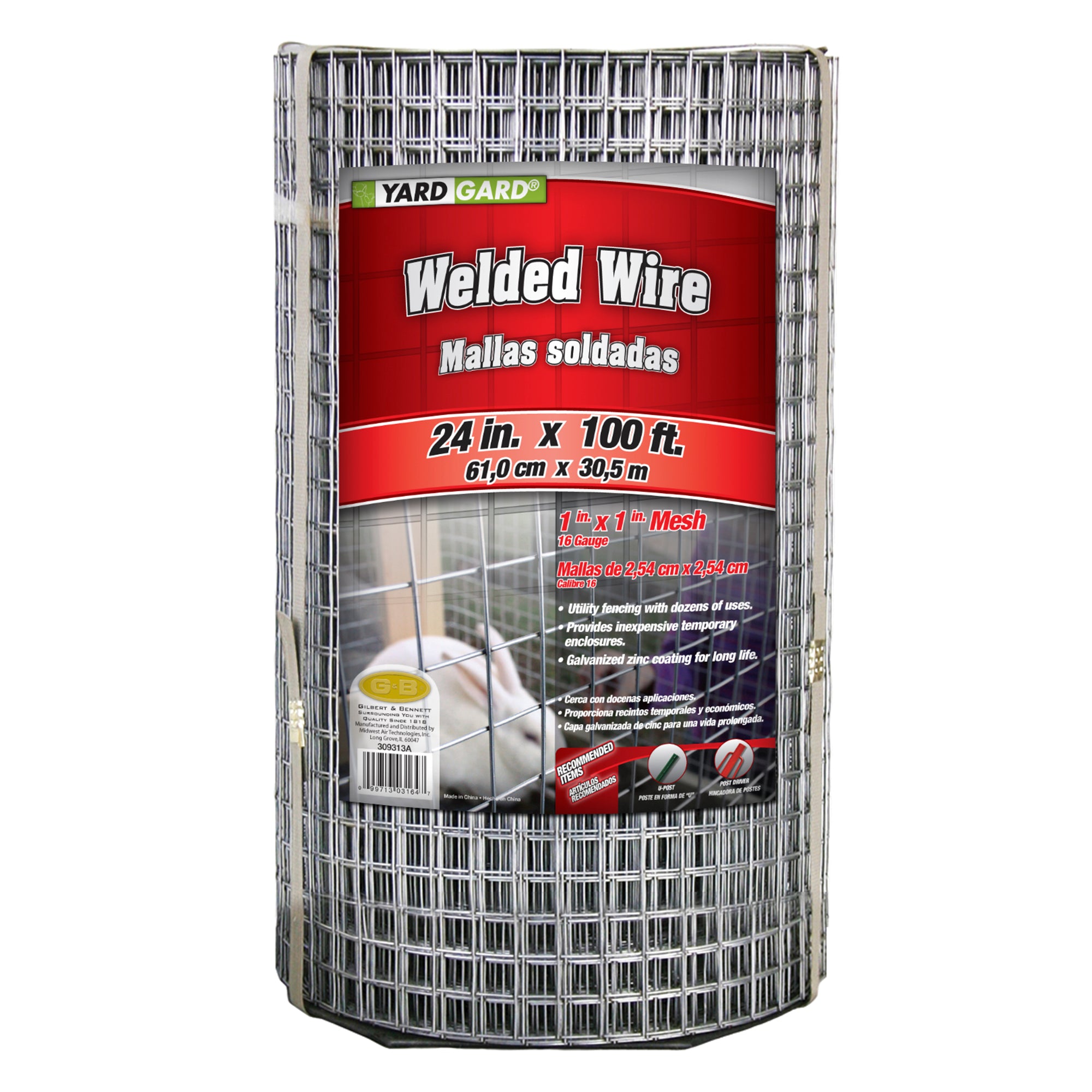 YARDGARD 24 inch by 100 foot 16 gauge 1 inch and 1 inch mesh galvanized welded wire