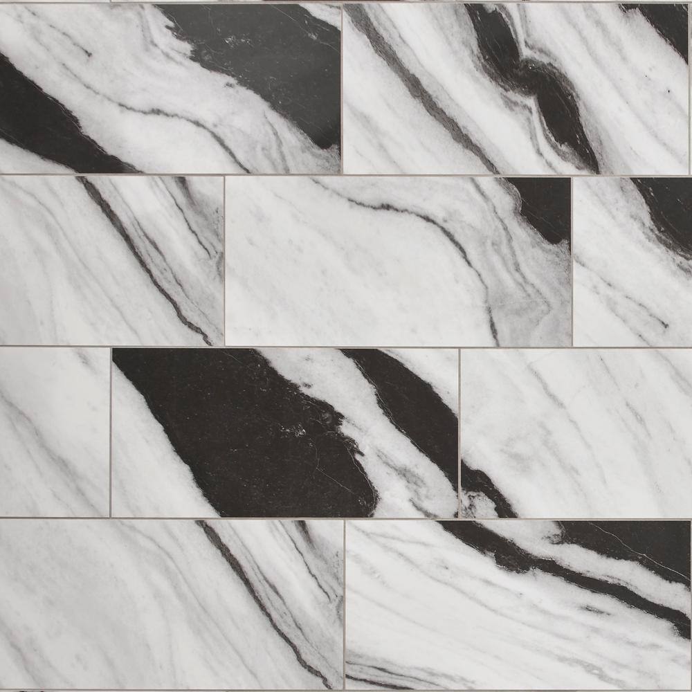 Daltile Rapport Panda Marble Polished 12 in. x 24 in. Glazed Porcelain Floor and Wall Tile (17.1 sq. ft.Case) RT201224AHD1LF