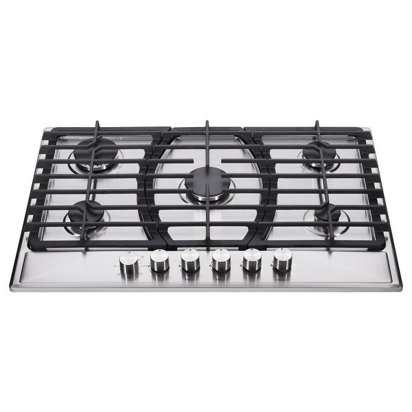 30 in. Gas Cooktop，Stainless Steel Gas Cooktop，NG/LPG Convertible Gas Burners，5 Burners Gas Stovetop，60-minute Timer.