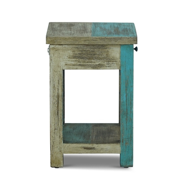 Meader Mango Wood Handmade Distressed Large Side Table by Christopher Knight Home