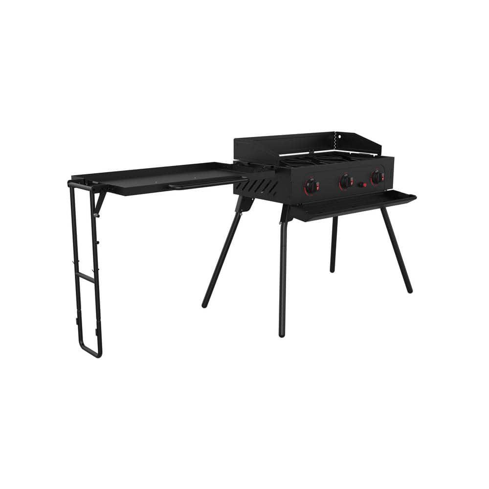 THIESSENS Portable 3Burner Propane Gas Grill Camp Stove in Black