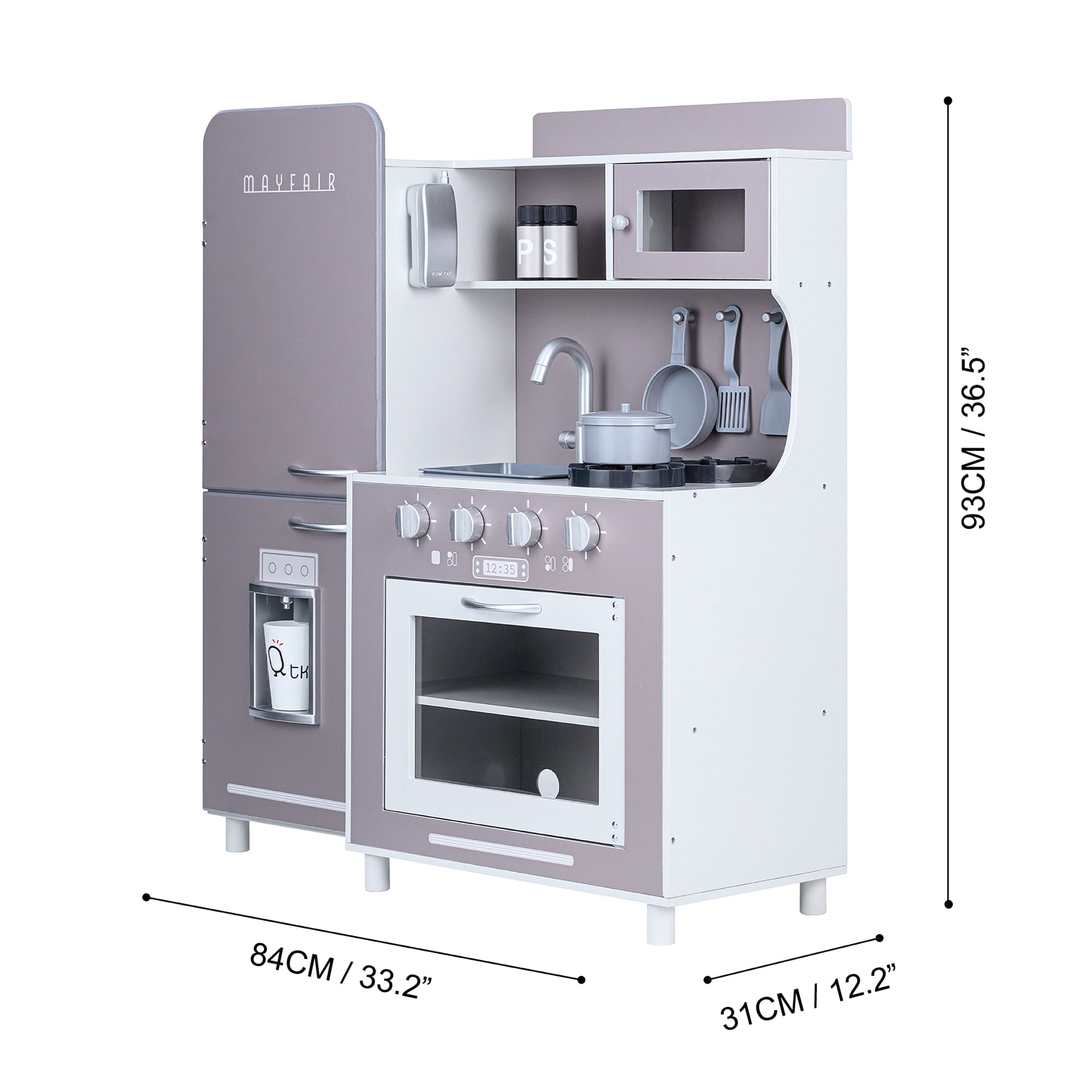 Teamson Kids Little Chef Mayfair Classic Kids Kitchen Playset with 11 Accessories, Gray