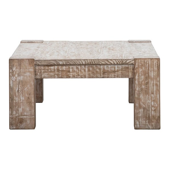 Parson Rectangular Coffee Table， Natural Wood