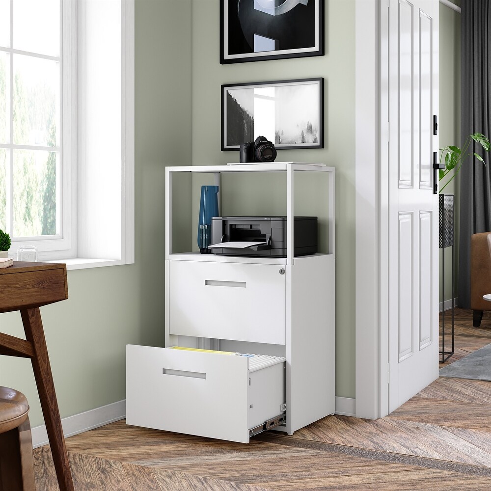 Metal Lateral File Cabinet with 2 Drawers with Shelving