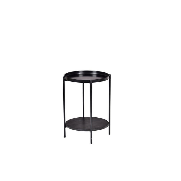 Round Wooden Side Table Iron And Wood 15.5x16x22.2 Inch - 16x16x22