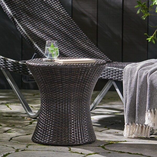 Outdoor Wicker Hourglass Side Table not Glass Top for Garden and Balcony or Living Room