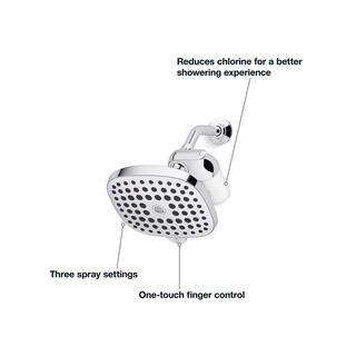 KOHLER Aquifer 3-Spray Pattern 1.75 GPM 8.8625 in. Wall-Mount Fixed Shower Head with Filtration System in Polished Chrome K-R24670-G-CP