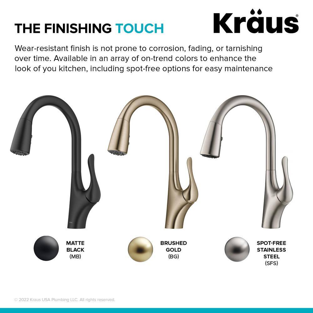 KRAUS Merlin Single Handle Pull-Down Kitchen Faucet in Matte Black KPF-1674MB