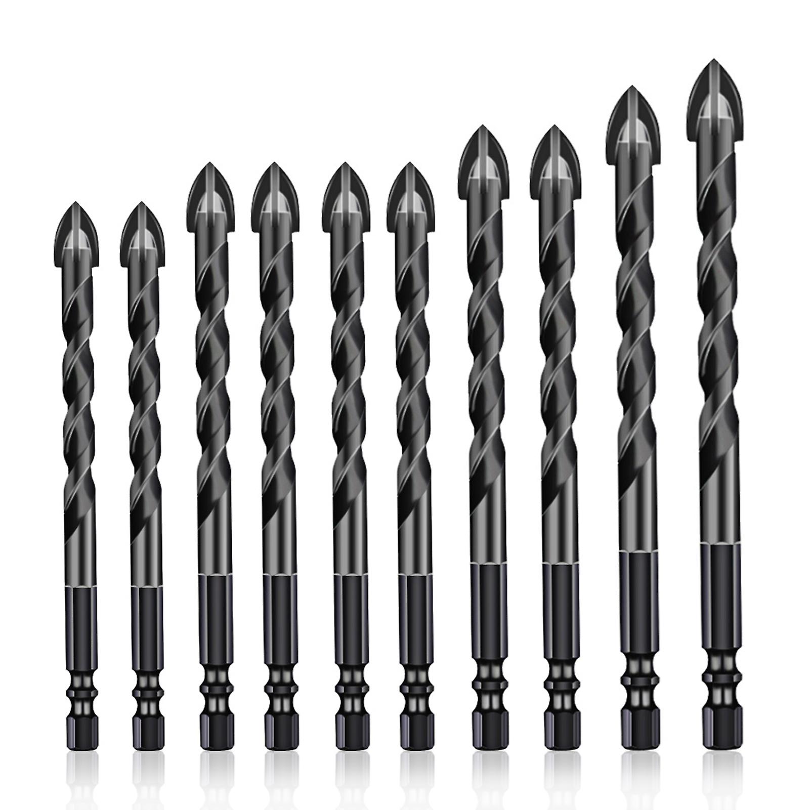 Masonry Drill Bits 10pcs For Tile Brick Glass Plastic Porcelain Marble Wood Ceramic Wall Mirror With 5 6 8 10 12mm Black No.255177