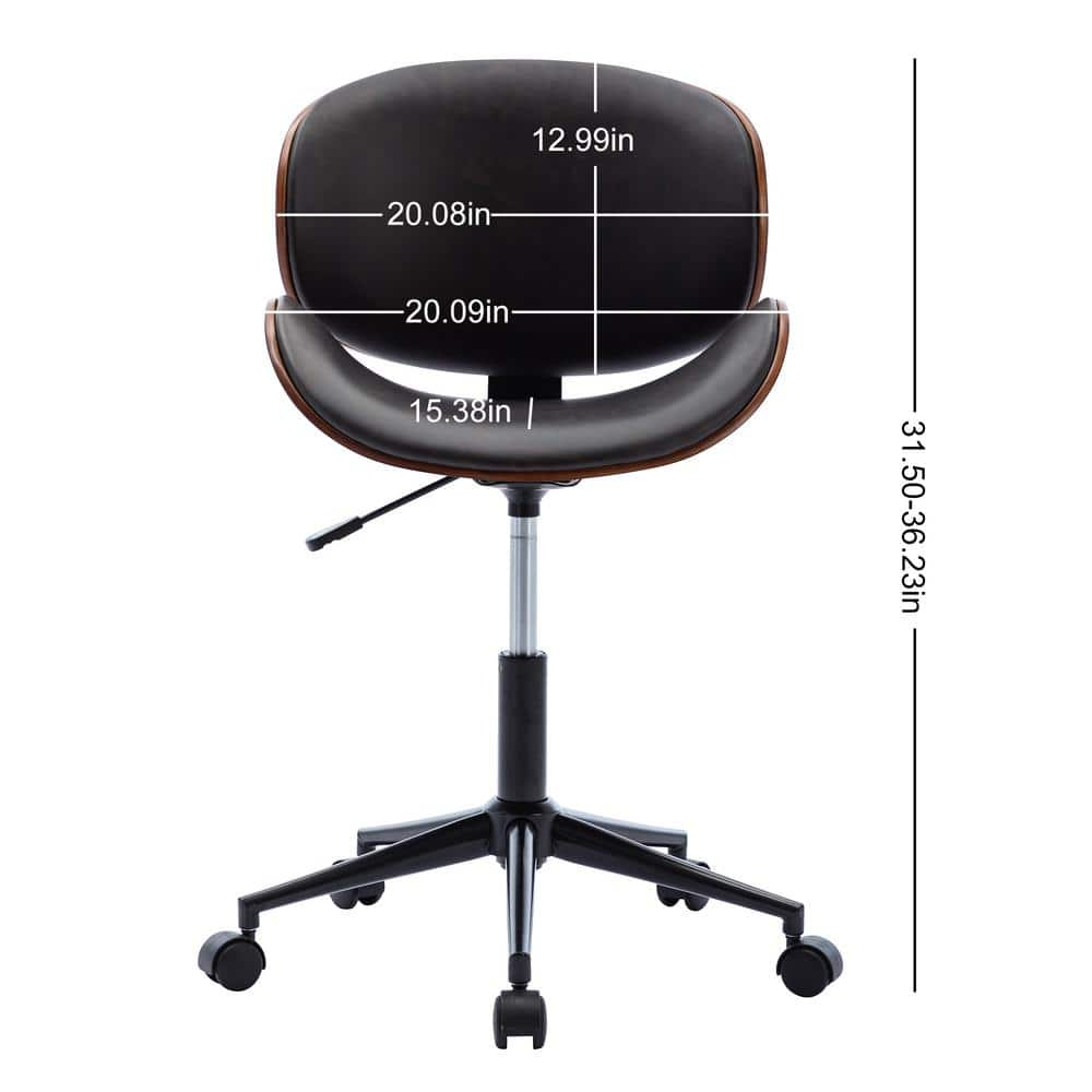 LUCKY ONE Modern 36.23 in. Height Dark Leather Upholstered Bar or Office Stool with Adjustable Height and Wheels WF-3097-AW