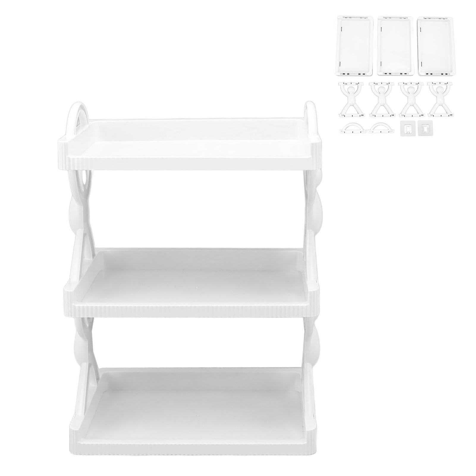 Wall Mounted Storage Shelf Multipurpose Innovative Simple Style Multi Layer Wall Storage Rack for Bathroom Kitchen White 3 Layers