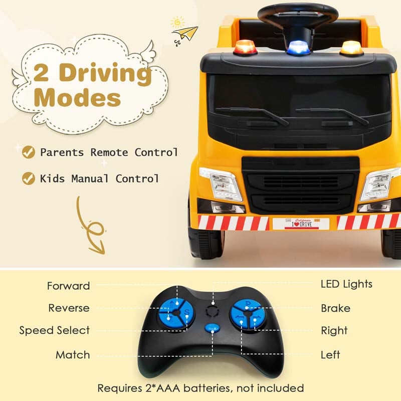 12V Kids Ride On Recycling Trash Truck Battery Powered RC Riding Toy Car with Recycling Accessories