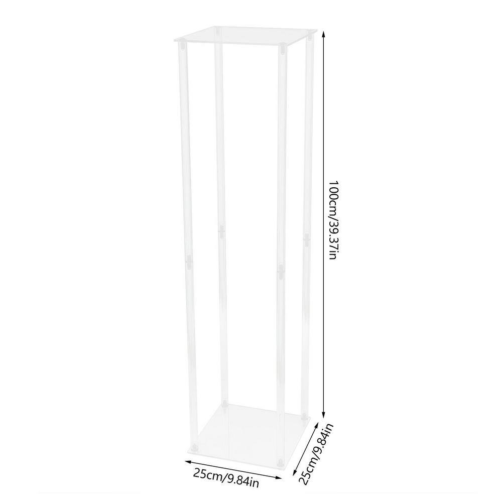 YIYIBYUS 5-Pieces 9.84 in. W x 39.37 in. H Clear Plastic Acrylic Flower Stand Modern Square Wedding Decoration Flower Stand OT-ZJGJ-5339