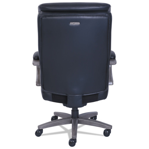 La-Z-Boy Woodbury Big/Tall Executive Chair， Supports Up to 400 lb， 20.25 to 23.25 Seat Height， Black Seat/Back， Weathered Gray Base (48961A)