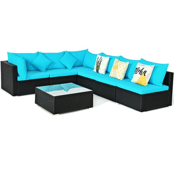 Costway 7PCS Patio Rattan Sofa Set Sectional Conversation Furniture