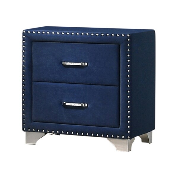 Chantel Pacific Blue 2-piece Upholstered Bedroom Set with Nightstand - - 34935872