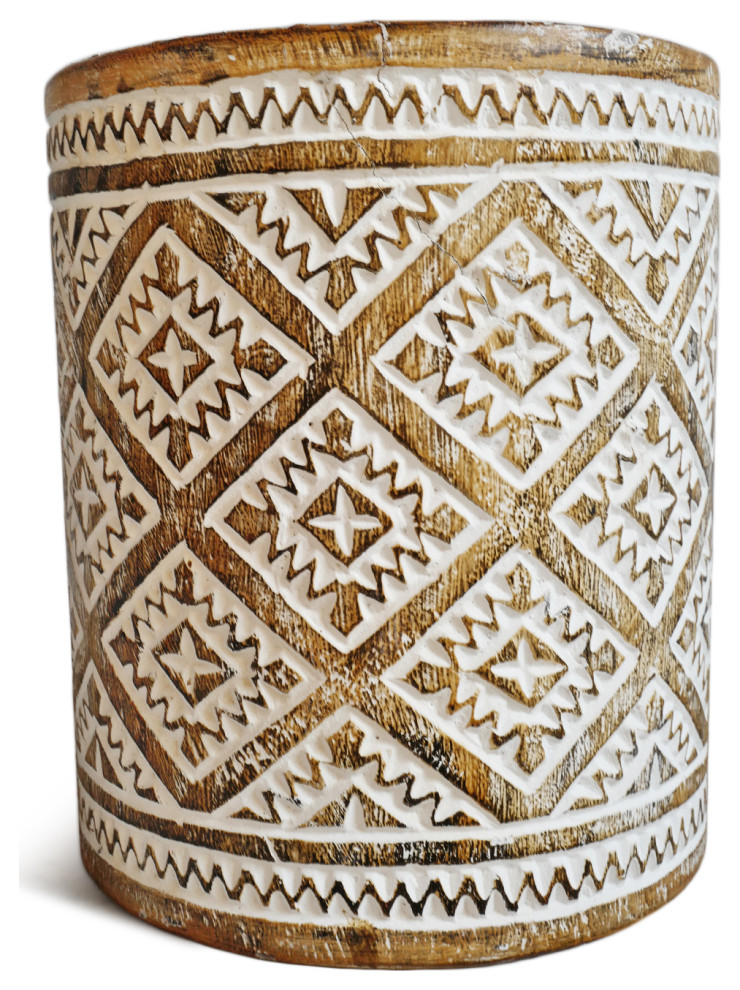 Java Carved Wood Side Table Stand   Southwestern   Side Tables And End Tables   by Design Mix Furniture  Houzz