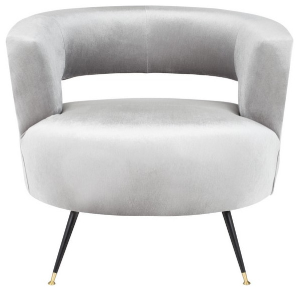 Natalie Velvet Retro Mid Century Accent Chair Light Grey   Midcentury   Armchairs And Accent Chairs   by Peachtree Fine Furniture  Houzz