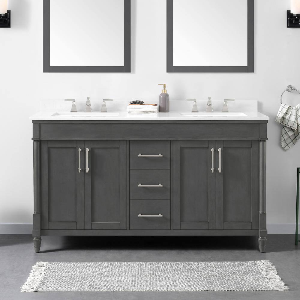 OVE Decors Layla 60 in. W x 22 in. D Vanity in Iron Grey with Marble Top Vanity with White Basin VA-LAYL60-092JI