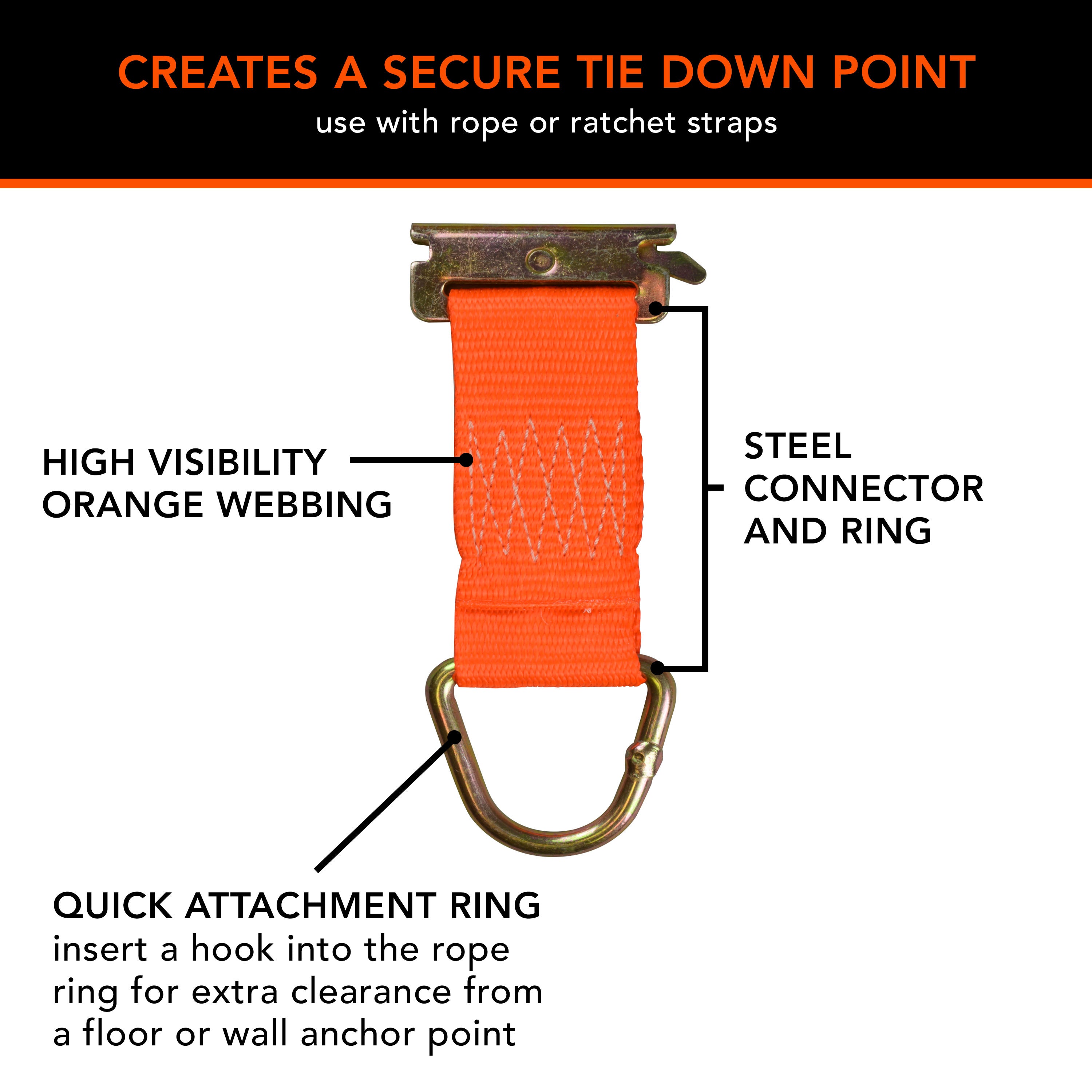 CargoSmart 6673 X-Track Rope Ring Tie Down Strap, 2,000 lb Strength