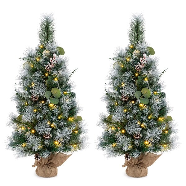 Gymax 2PCS 3 FT Artificial Christmas Tree w/ 98 Branch Tips Pine