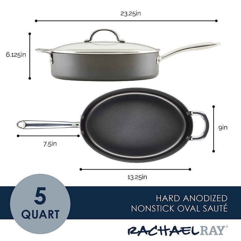 Rachael Ray? 5-qt. Hard Anodized Nonstick Oval Sauté Pan with Helper Handle and Lid