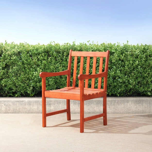 Azen Elmer Tropical Eucalyptus Hardwood Patio Arm Chair Red Brown