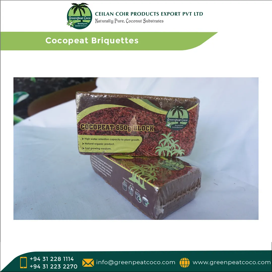 Genuine Supplier Widely Selling 100% Natural and Organic Chemical Free Cocopeat Briquettes with High Water Holding Capacity