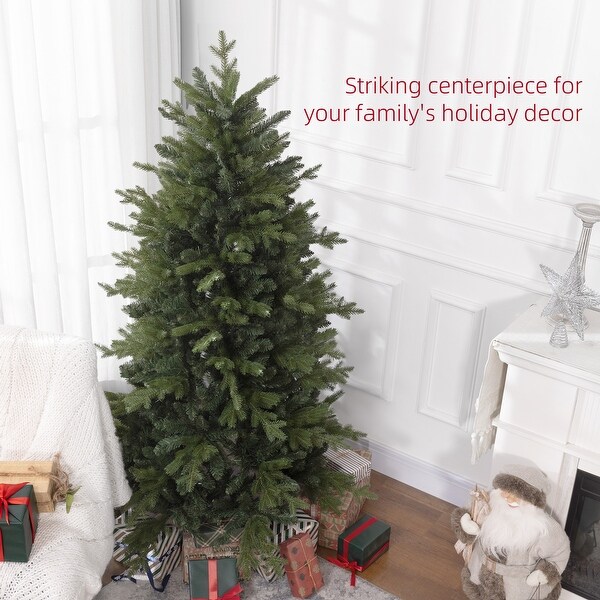 HOMCOM 5ft Artificial Christmas Tree with 1309 Tips，Foldable Metal Stand，Easy Assembly，Hinged Xmas Tree for Home，Office