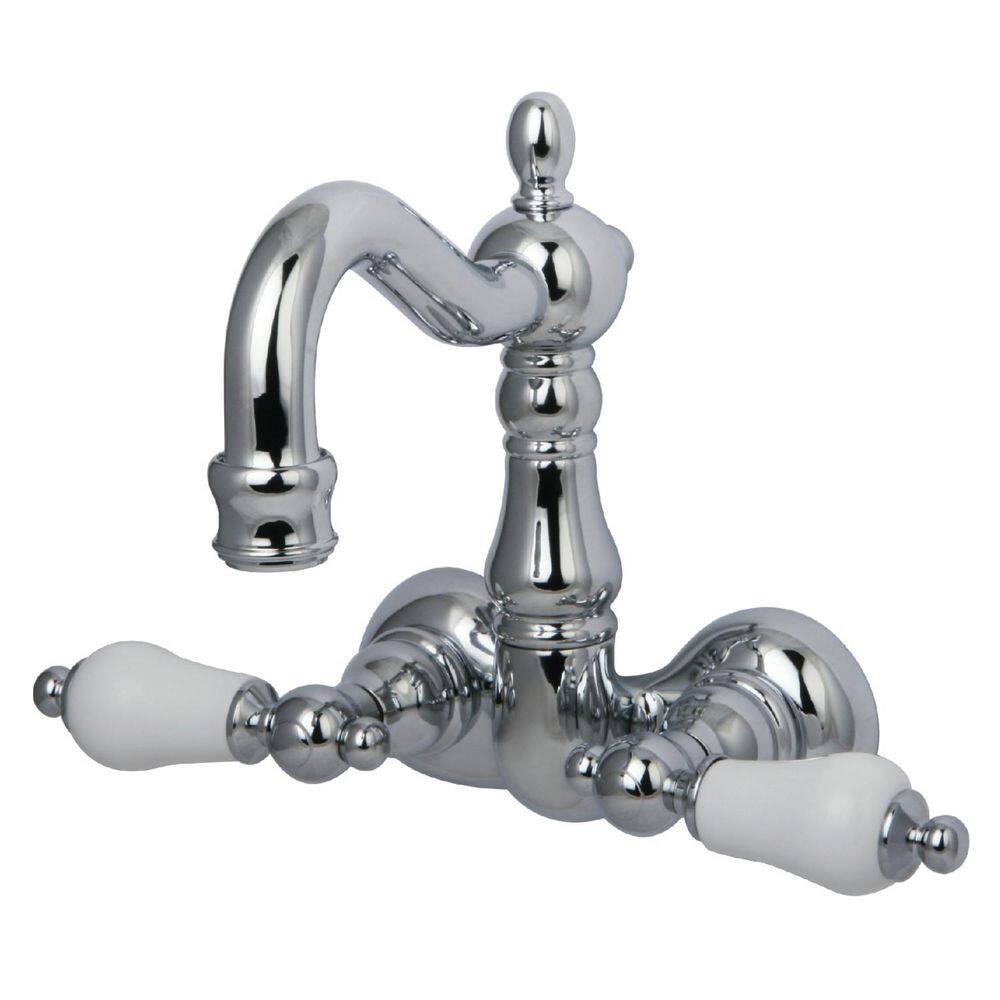 Kingston Brass Vintage 2-Handle Wall-Mount Clawfoot Tub Faucets in Polished Chrome HCC1076T1