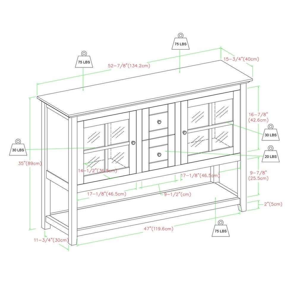 Middlebrook 52 inch White Buffet Cabinet TV Console