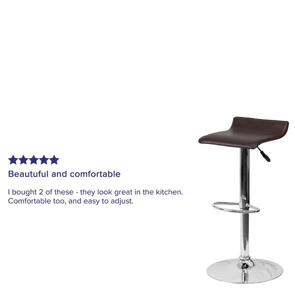 Contemporary Solid Wave Seat Vinyl Adjustable Bar Stool - 15