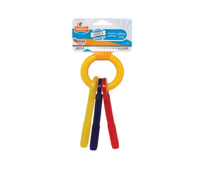 Nylabone Just for Puppies Teething Keys Chew Toy， Bacon， Small/Regular， 1 Count - N220P