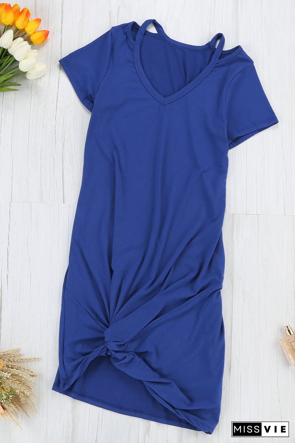 Blue Clear Skies Jersey Twist T-Shirt Dress