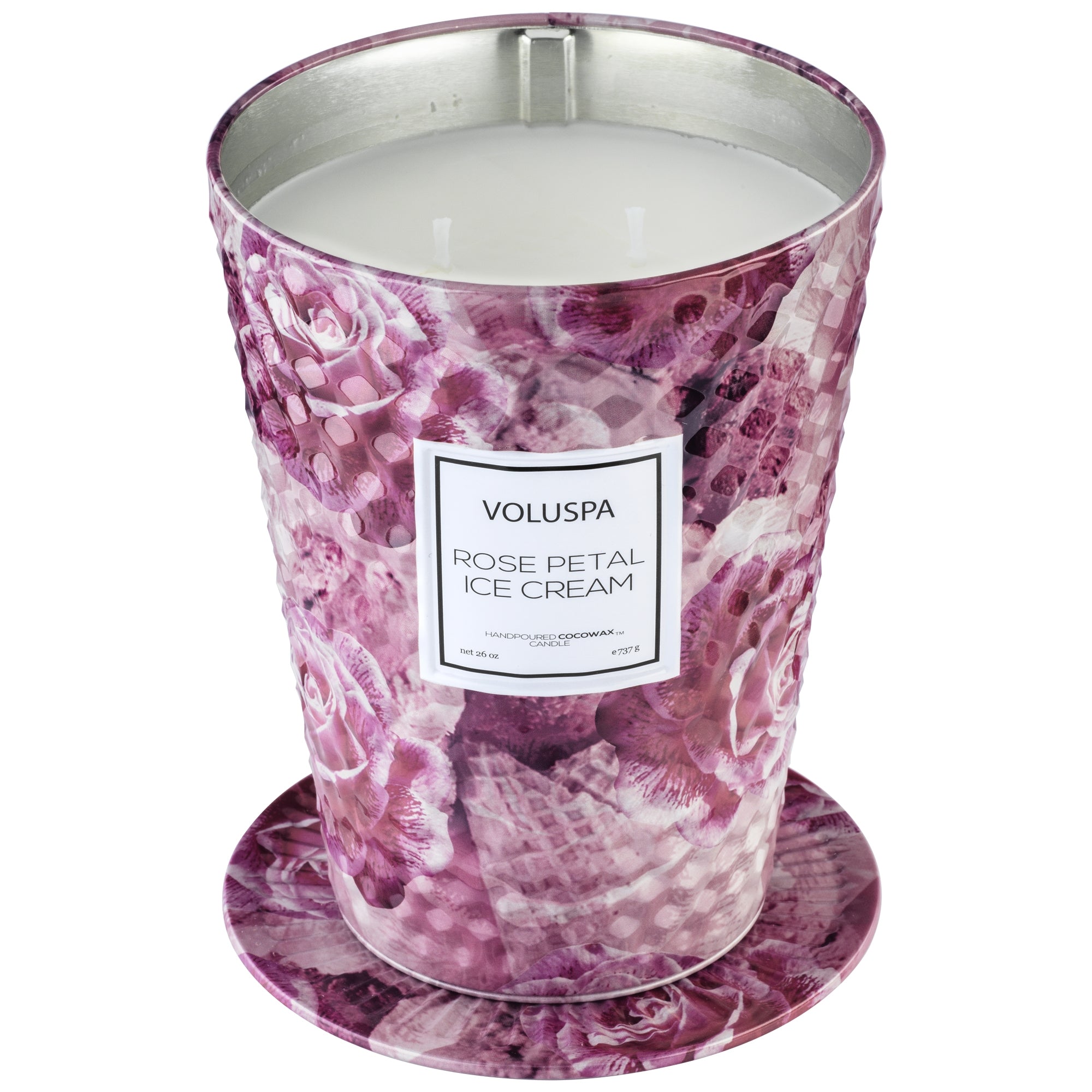 2 Wick Tin Table Candle in Rose Petal Ice Cream